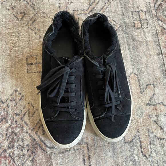 Woman by Common Projects Sherpa Suede Black Low Lace Up Designer Sneakers EU 38 - Picture 4 of 15